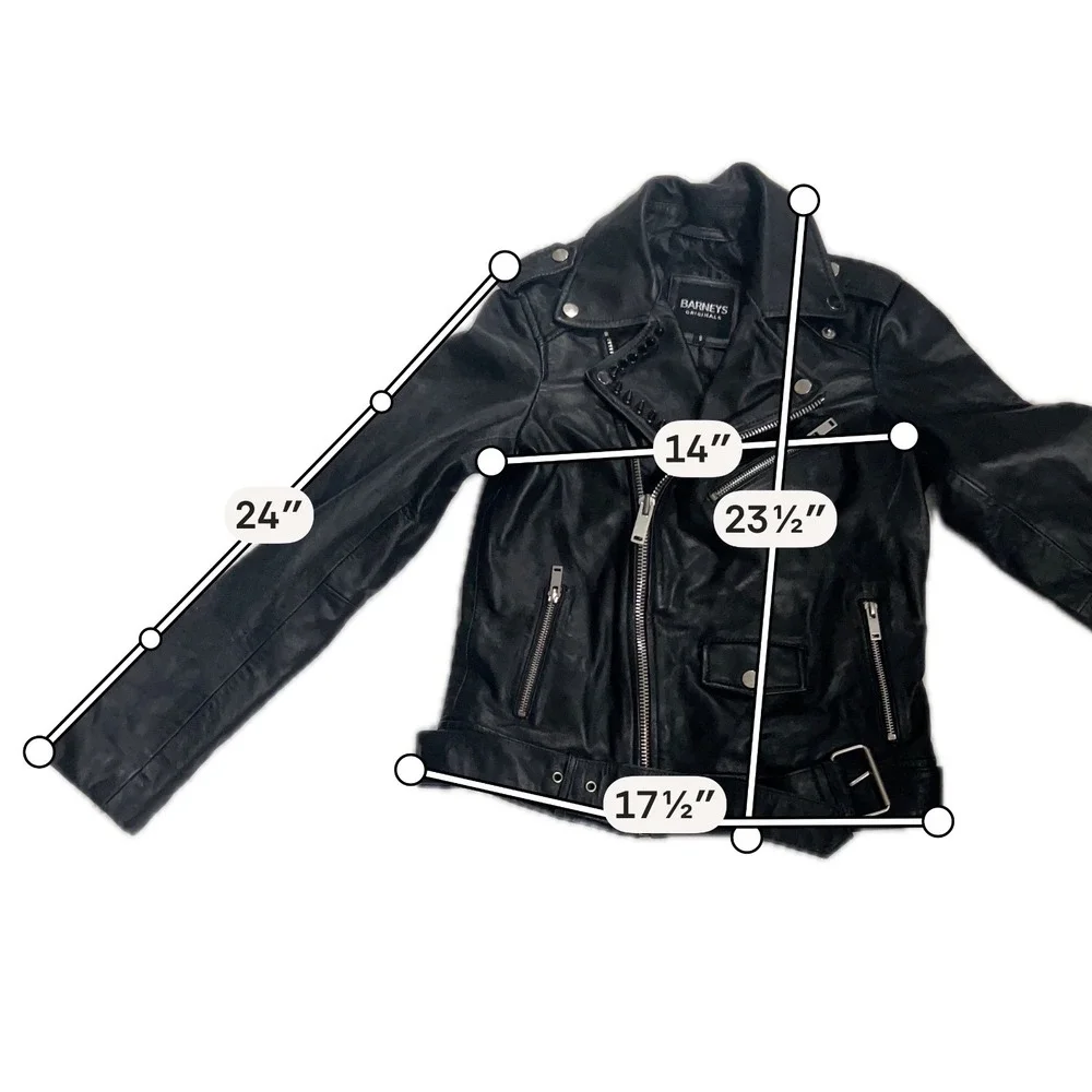 Barneys Originals Black Real Leather Studded Moto Jacket Fetish Back Size 4 - Picture 7 of 9